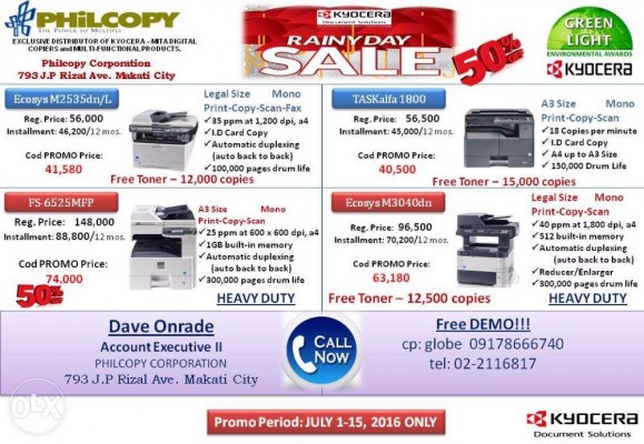 *Great Offer Free Toner Kyocera Xerox/Copier Printer/Scanner