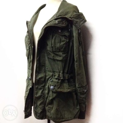 military green trench coat parka