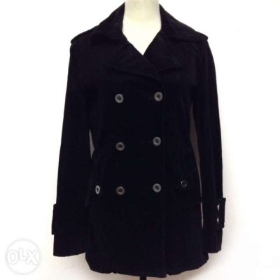 black double breasted trench coat