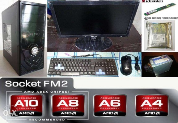 All Brandnew PC Set AMD A4 A6 A8 A10 4gb 500gb 18.5 LED