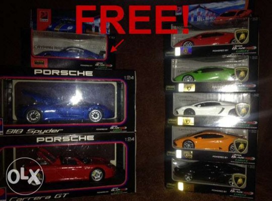 8 PETRON CARS: 2 Petron Porsche Large and 5 Lamborghini w/ 1 FREE car