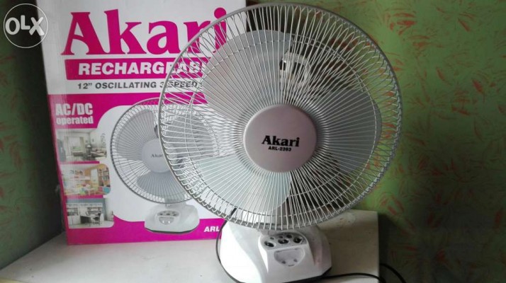 Original Akari Rechargeable 12inch Oscillating Speed Fan ACDC Operated
