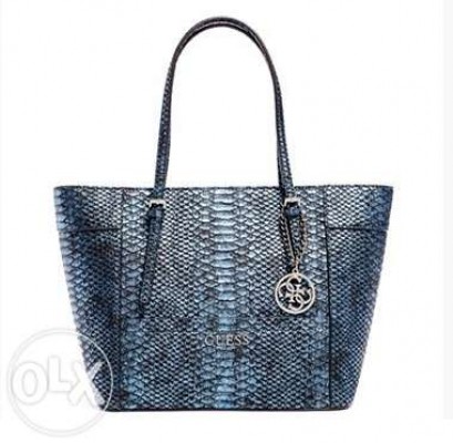 Bnwt Authentic Guess Delaney Blue Python Shoppers Tote Bag