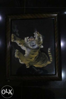 SALE!! vintage tiger painting