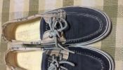 Sperry Topsider canvass boatshoes sneakers dark grey men size 10.5