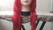 Red bust length/ chest length curly wig