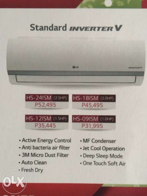 LG 1 HP Split Type Air Conditioner (HS-09ISM), HS12ISM, HS-18ISM